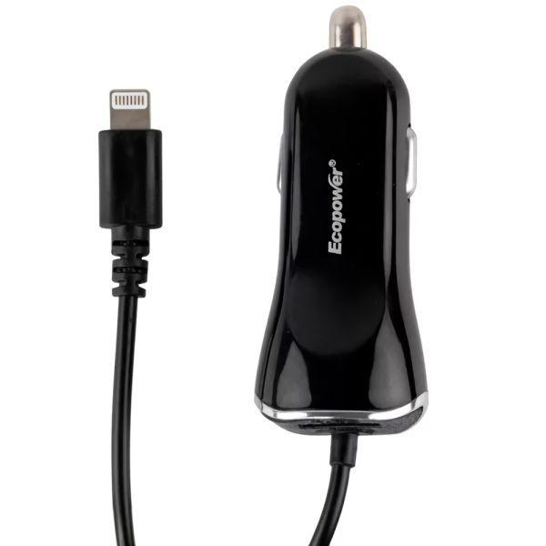 Cargador Para Auto Ecopower EP-7061 Con Cable Lightning - Negro