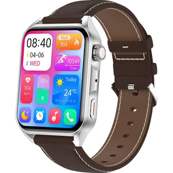 Reloj Smartwatch Blulory Glifo AE 44 Mm - Plata/Marrón